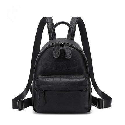 Women's Bag Cowhide Rucksack Fashion Mini Bag Genuine Leather Crocodile Pattern Casual Shoulder Bag