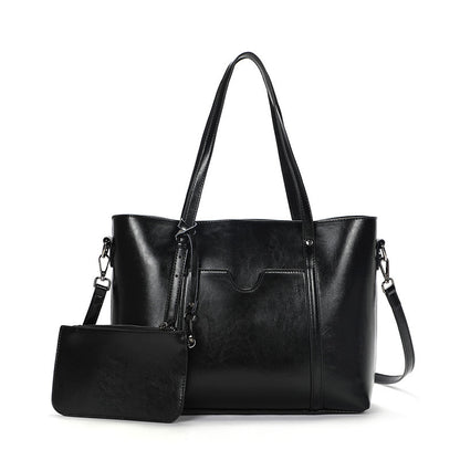 Women's bag Genuine leather tote bag Parent-child bag Retro big bag Simple shoulder bag.Pochette