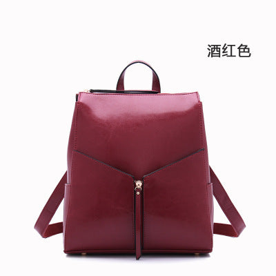 Women's genuine leather school backpack Stylish genuine leather handbag Rucksack Shoulder bag that goes with anything