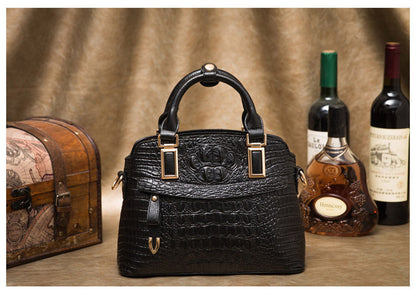 Women's bag Crocodile pattern genuine leather handbag Fashion shoulder bag Cowhide Commuting OL handbag that goes with anything. Bag