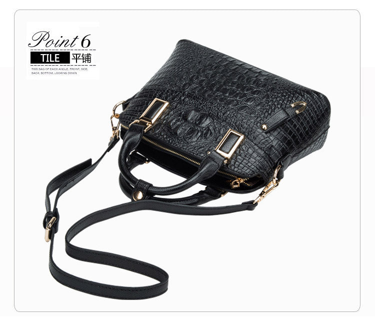 Women's bag Crocodile pattern genuine leather handbag Fashion shoulder bag Cowhide Commuting OL handbag that goes with anything. Bag