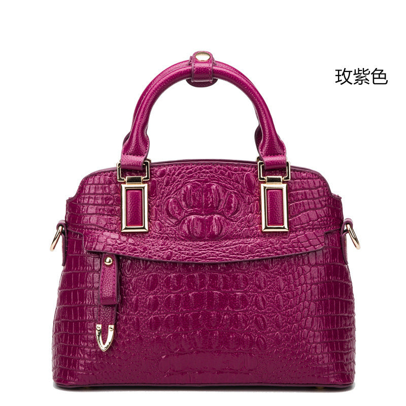 Women's bag Crocodile pattern genuine leather handbag Fashion shoulder bag Cowhide Commuting OL handbag that goes with anything. Bag