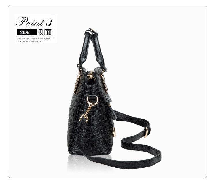 Women's bag Crocodile pattern genuine leather handbag Fashion shoulder bag Cowhide Commuting OL handbag that goes with anything. Bag