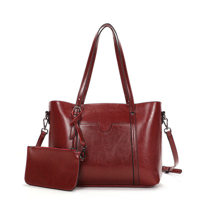 Women's bag Genuine leather tote bag Parent-child bag Retro big bag Simple shoulder bag.Pochette