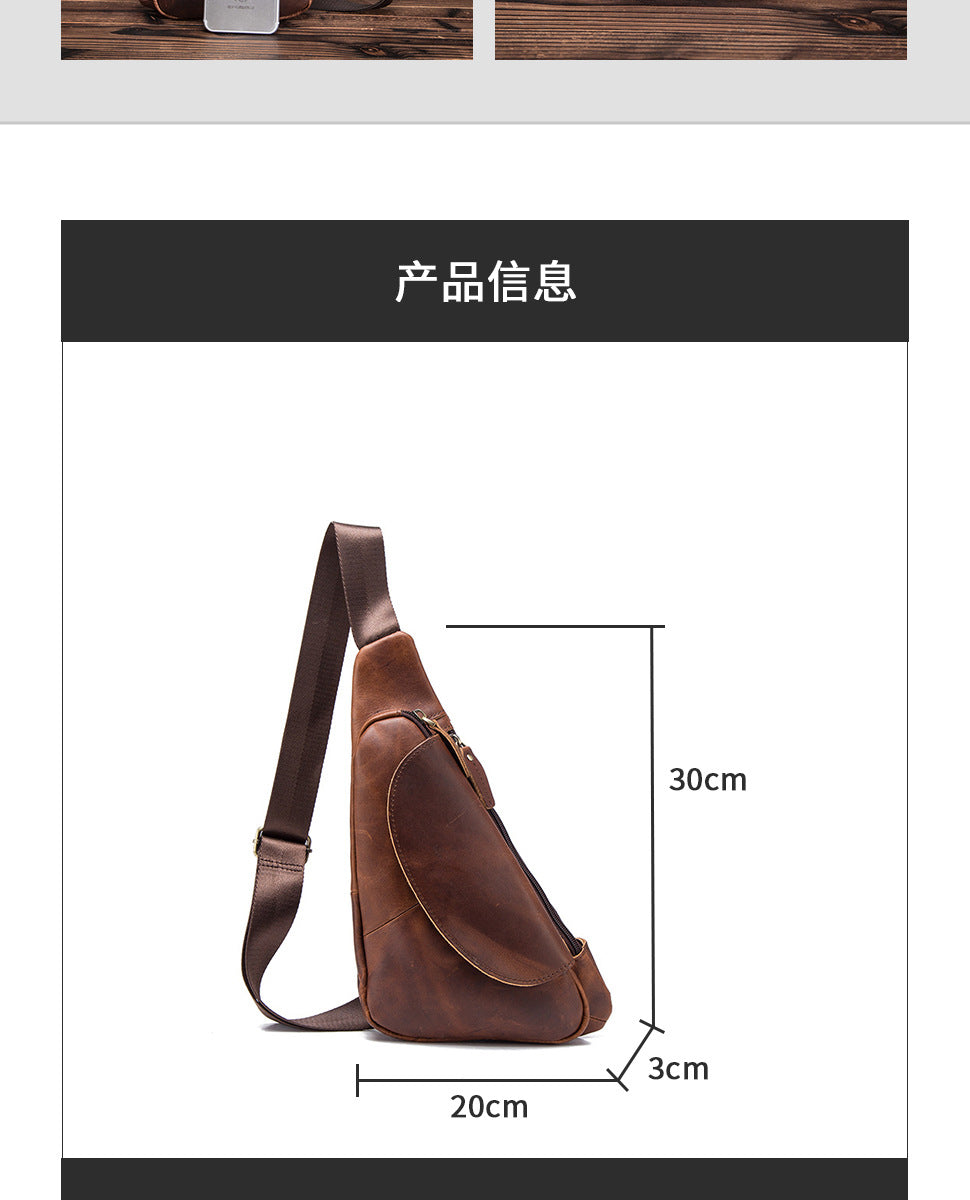 Men's Bust Bag Genuine Cowhide Leather Retro Outdoor Travel Versatile Men's Crossbody Bag 