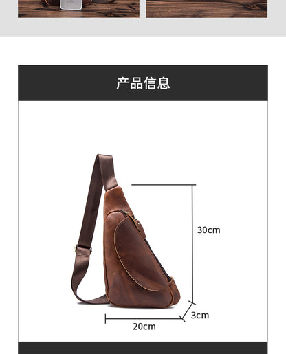 Men's Bust Bag Genuine Cowhide Leather Retro Outdoor Travel Versatile Men's Crossbody Bag 