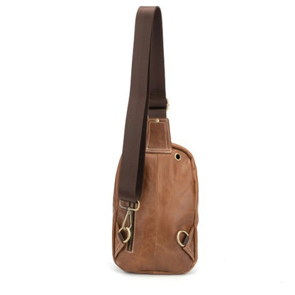 Men's Bust Bag Genuine Cowhide Leather Korean Fashion Retro Casual Men's Crossbody Bag Shoulder Bag 