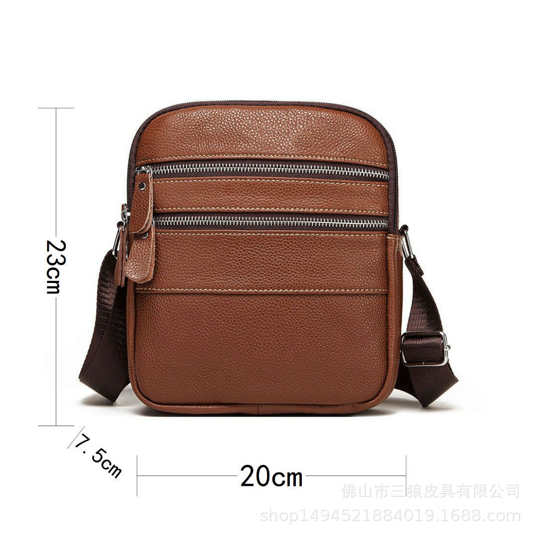 Men's Shoulder Bag Made of Genuine Cowskin Leather Korean Fashion Wear-resistant Crossbody Bag for Men 