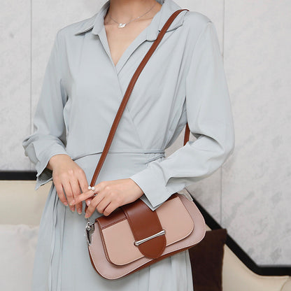 Ladies Retro Genuine Leather Bag Women Bag Simple Baguette Commuting OL Shoulder Bag.Pochette