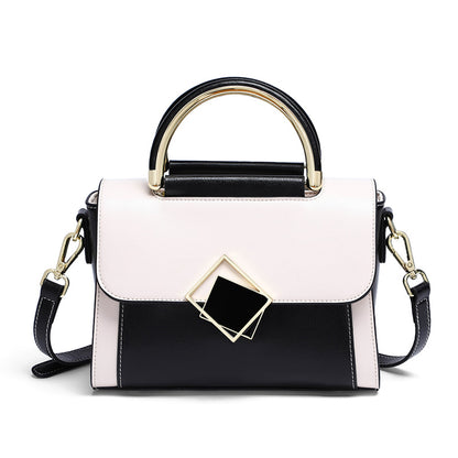 Genuine Leather Women's Bag Color Matching Handbag Fashion Trend Shoulder Bag Handbag. Bag