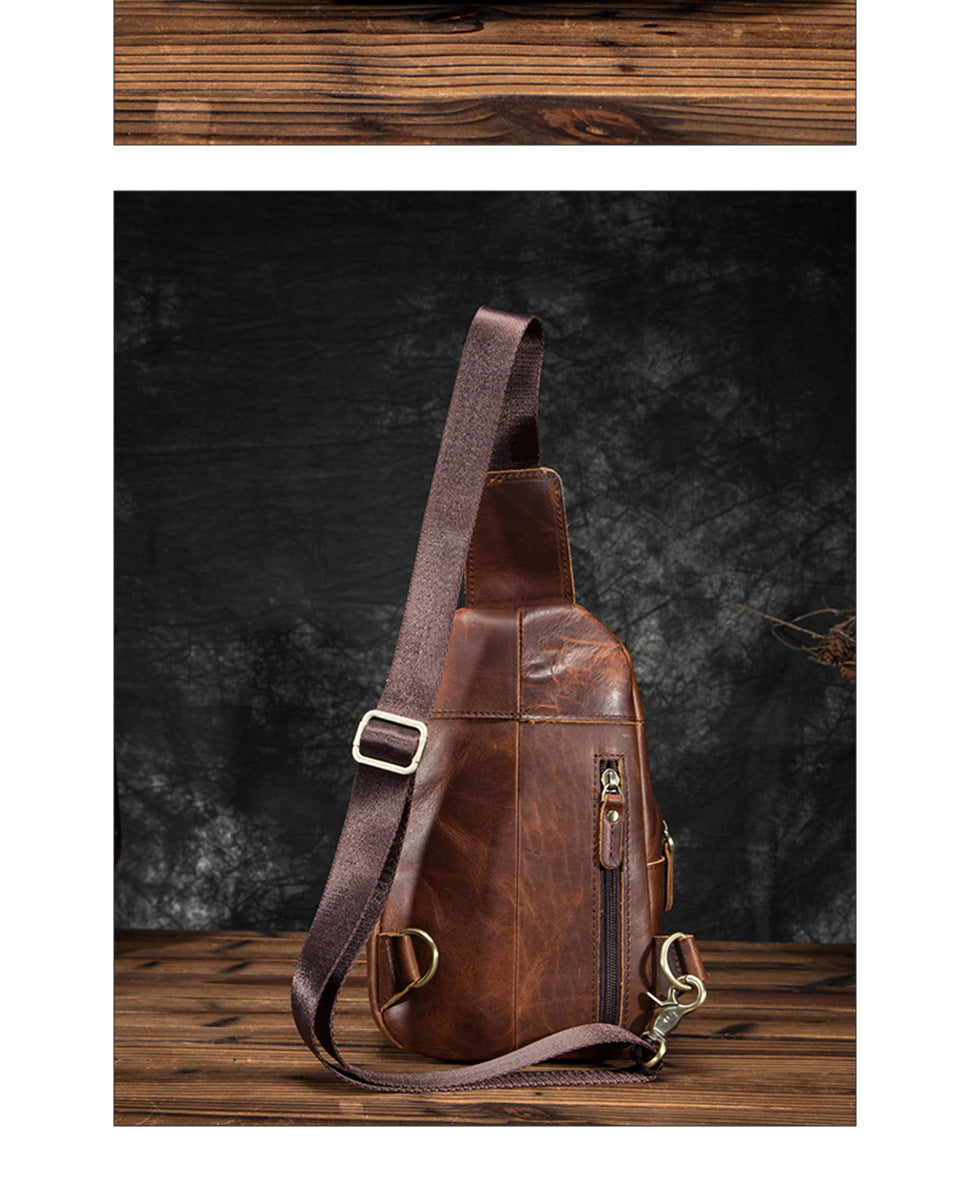 Men's bust bag Genuine cowhide leather retro outdoor versatile crossbody bag for men 