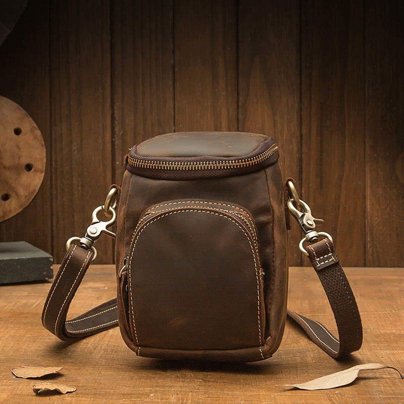 Men's Crossbody Bag Handmade Genuine Cowhide Leather Shoulder Bag Multifunctional Fashion Unique Smartphone Pouch 