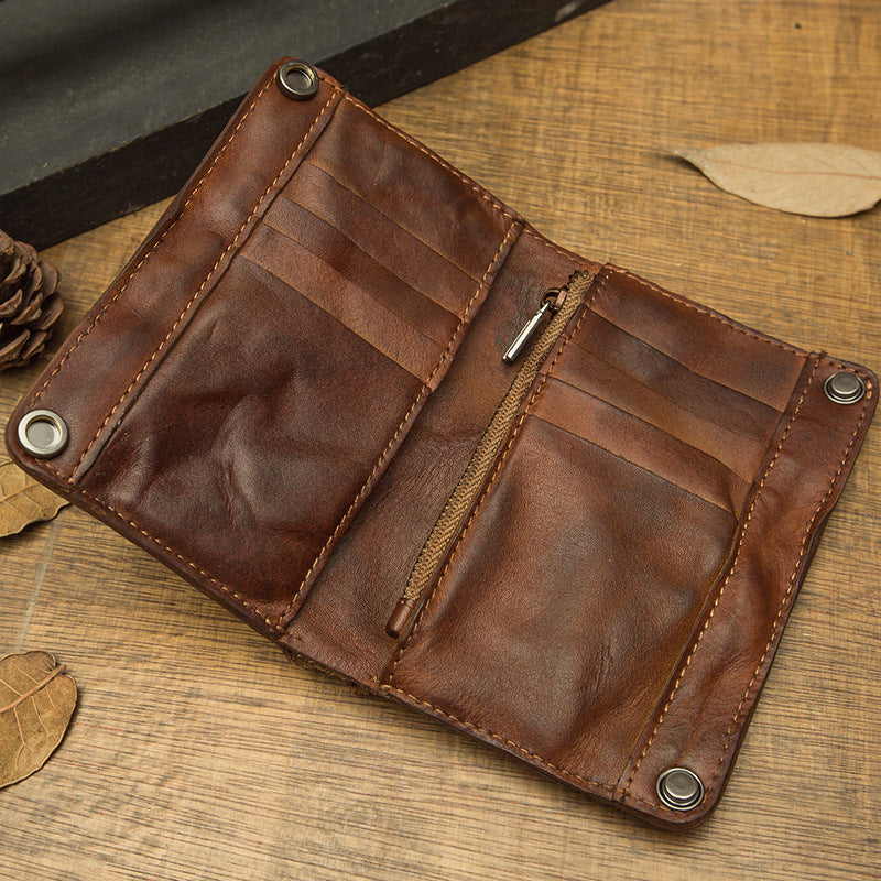 Men's Wallet Handmade Large Capacity Genuine Cowhide Leather Clutch Bag Card Bag for Men 