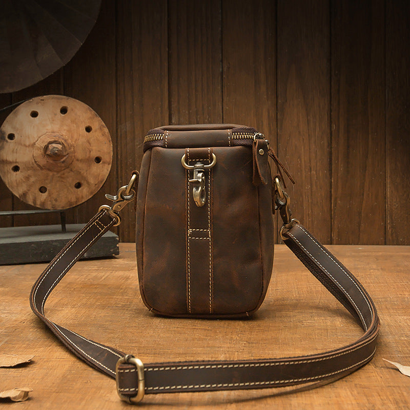 Men's Crossbody Bag Handmade Genuine Cowhide Leather Shoulder Bag Multifunctional Fashion Unique Smartphone Pouch 