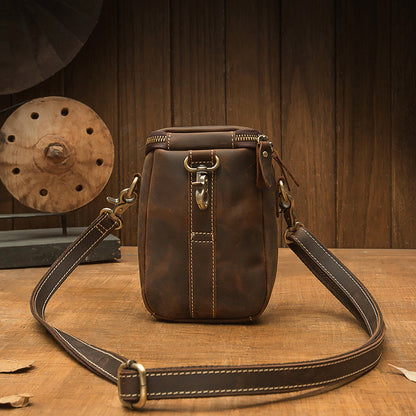 Men's Crossbody Bag Handmade Genuine Cowhide Leather Shoulder Bag Multifunctional Fashion Unique Smartphone Pouch 