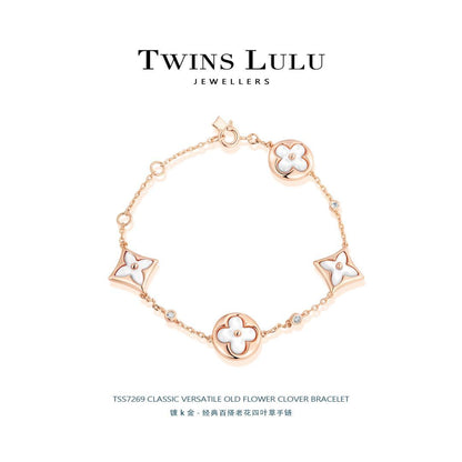 TWINS LULU  四葉クローバーブレスレット花卉ネックレス気質プレゼント