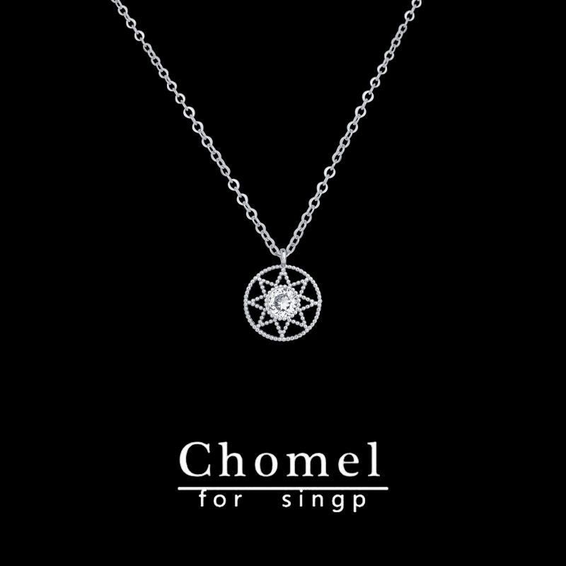 CHOMEL FOR SINGPネックレス女性四つ葉クローバームーンペンダント鎖骨チェーンバレンタインプレゼント