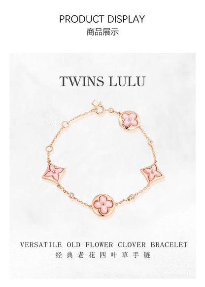 TWINS LULU ローズゴールド 立体四つ葉クローバーアクセサリーセット プレゼント