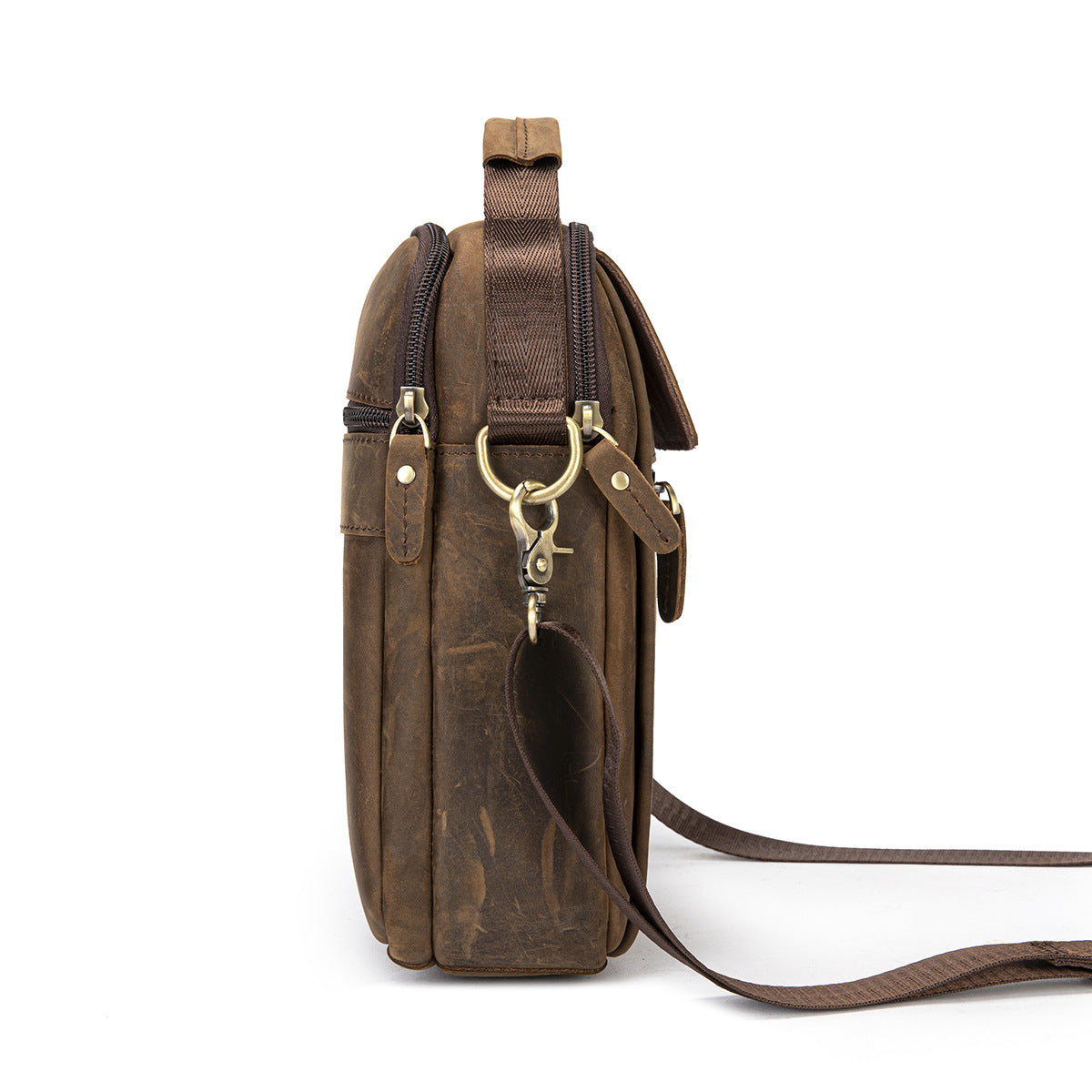 Men's Shoulder Bag Cowhide Genuine Leather Retro Travel Outdoor Crossbody Bag for Men 