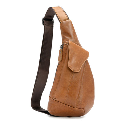 Men's Bust Bag Cowhide Wear-resistant Fashion Casual Multifunctional Men's Crossbody Bag Shoulder Bag 