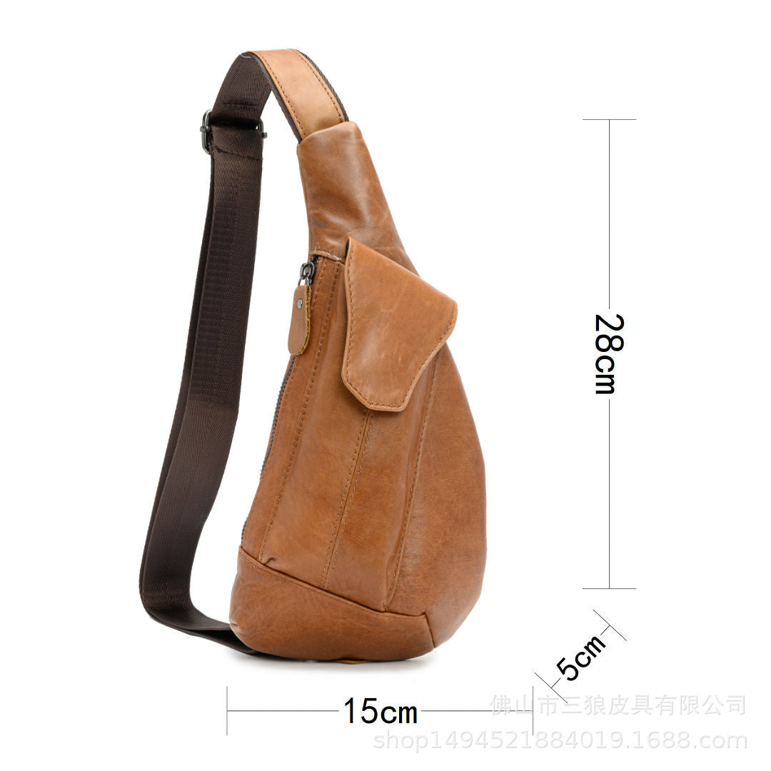 Men's Bust Bag Cowhide Wear-resistant Fashion Casual Multifunctional Men's Crossbody Bag Shoulder Bag 