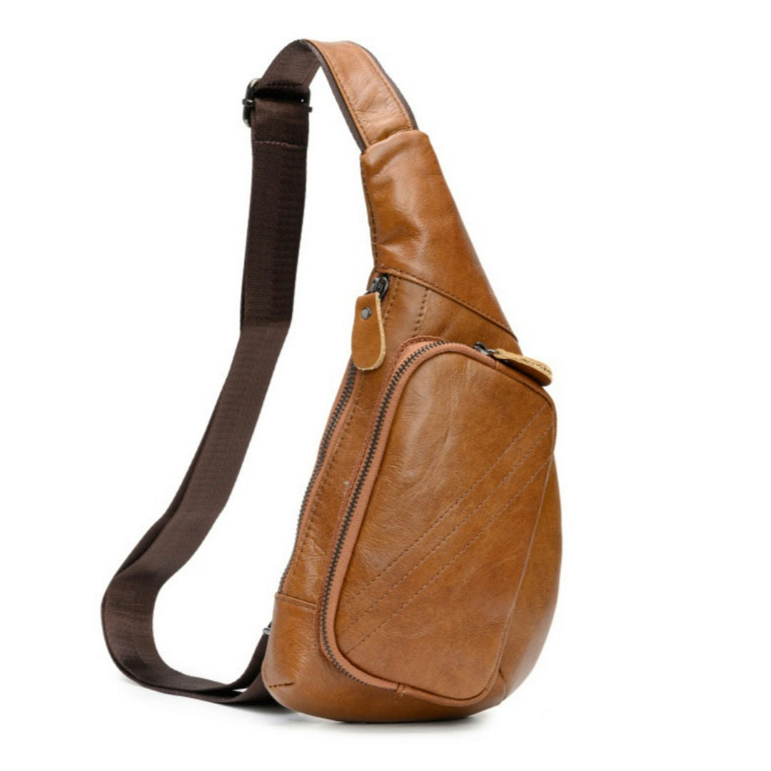 Men's bust bag genuine cowhide leather casual Korean fashion crossbody bag for men 