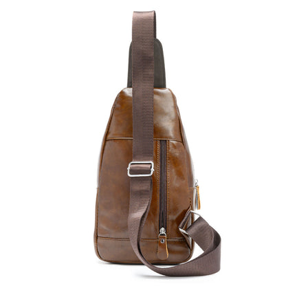 Men's bust bag genuine cowhide leather casual Korean fashion crossbody bag for men 