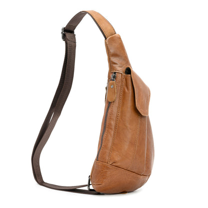 Men's Bust Bag Cowhide Wear-resistant Fashion Casual Multifunctional Men's Crossbody Bag Shoulder Bag 