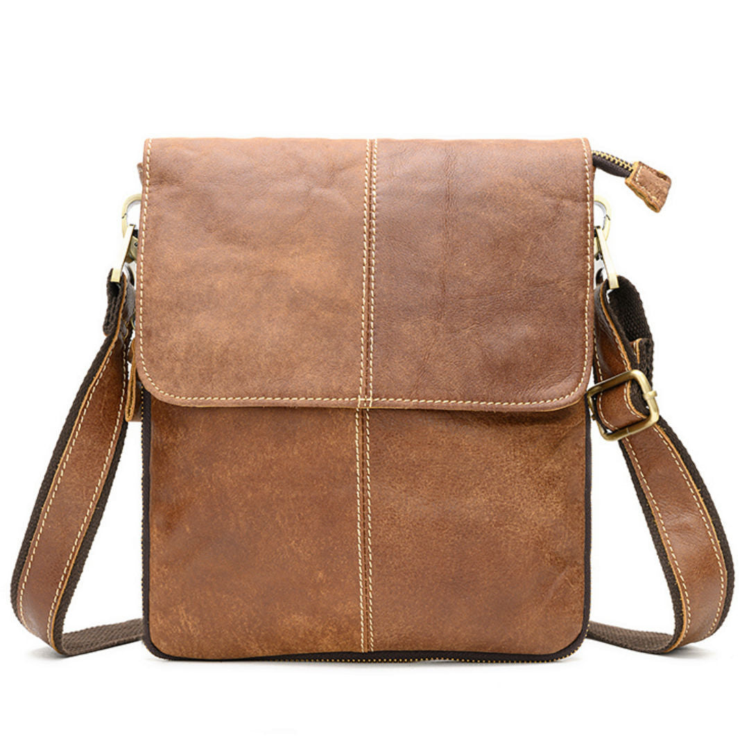 Men's Shoulder Bag Genuine Cowhide Leather Retro Crossbody Bag for Men