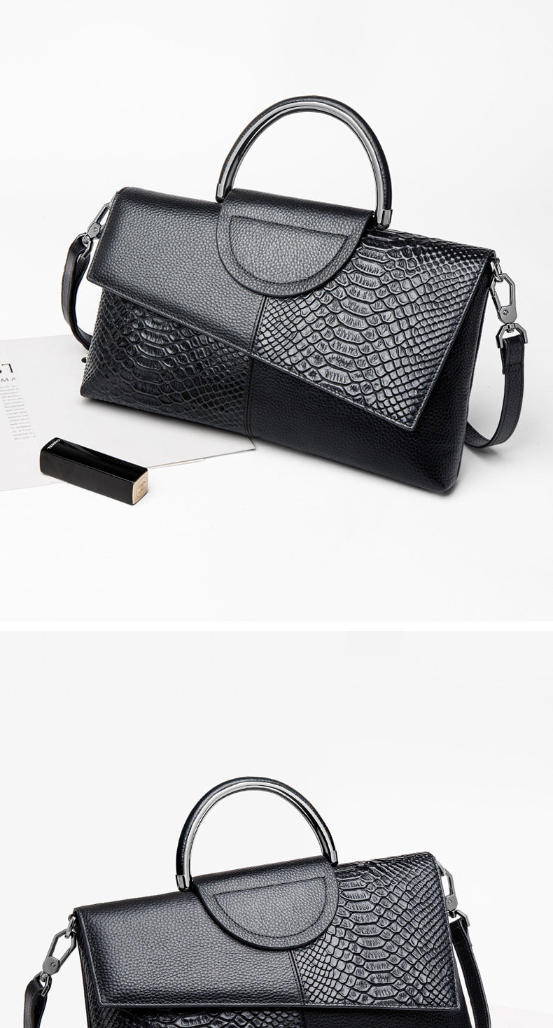 Genuine leather handbag ladies fashion python pattern large capacity clutch bag crossbody bag cowhide handbag.bag