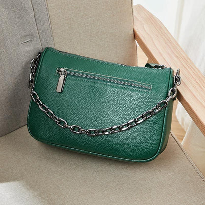 Women's Bag Genuine Leather Fashion Casual Chain Bag Trend Diagonal bag that goes with anything Simple shoulder bag.Pochette