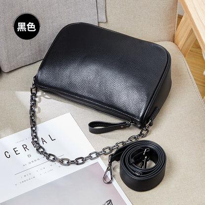 Women's Bag Genuine Leather Fashion Casual Chain Bag Trend Diagonal bag that goes with anything Simple shoulder bag.Pochette