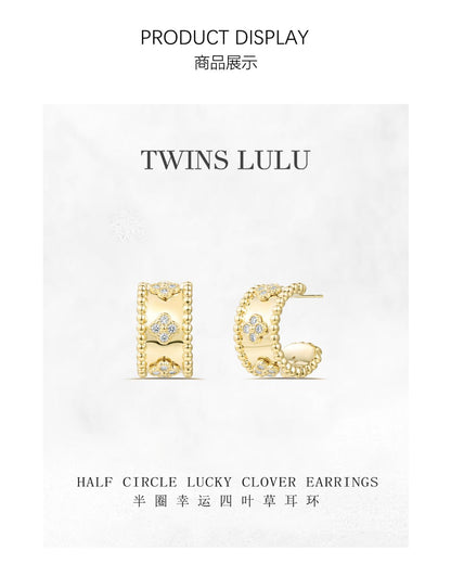 TWINS LULUモダンラッキー四つ葉クローバーイヤリング