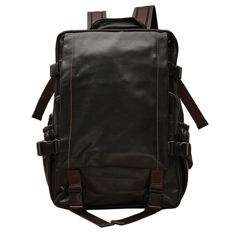 Men's backpack, handmade genuine cowhide leather travel bag, business casual fashion, unique computer bag 