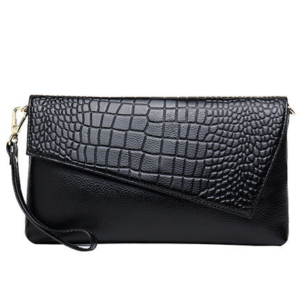 Women's Bag Crocodile Pattern Large Capacity Handbag Genuine Leather Clutch Bag Fashionable Cowhide Chain Bag Elegant Shoulder Bag.Pochette