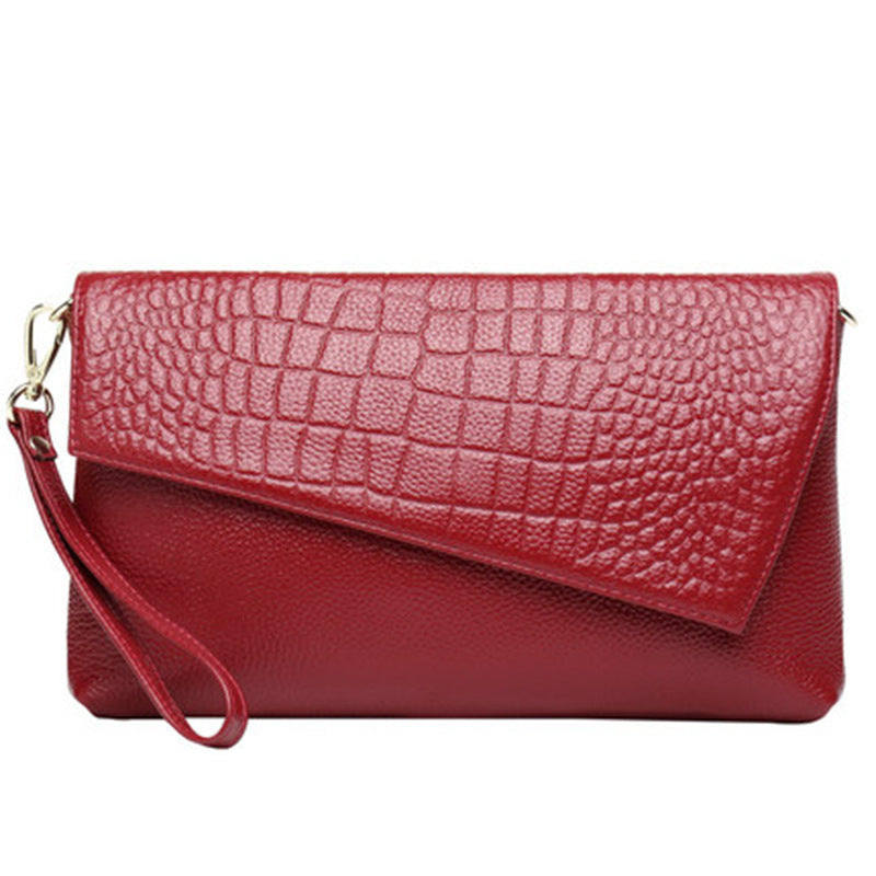 Women's Bag Crocodile Pattern Large Capacity Handbag Genuine Leather Clutch Bag Fashionable Cowhide Chain Bag Elegant Shoulder Bag.Pochette