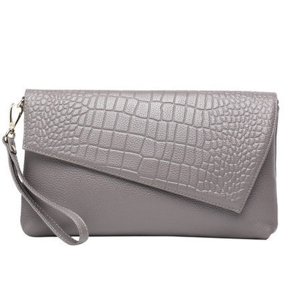 Women's Bag Crocodile Pattern Large Capacity Handbag Genuine Leather Clutch Bag Fashionable Cowhide Chain Bag Elegant Shoulder Bag.Pochette