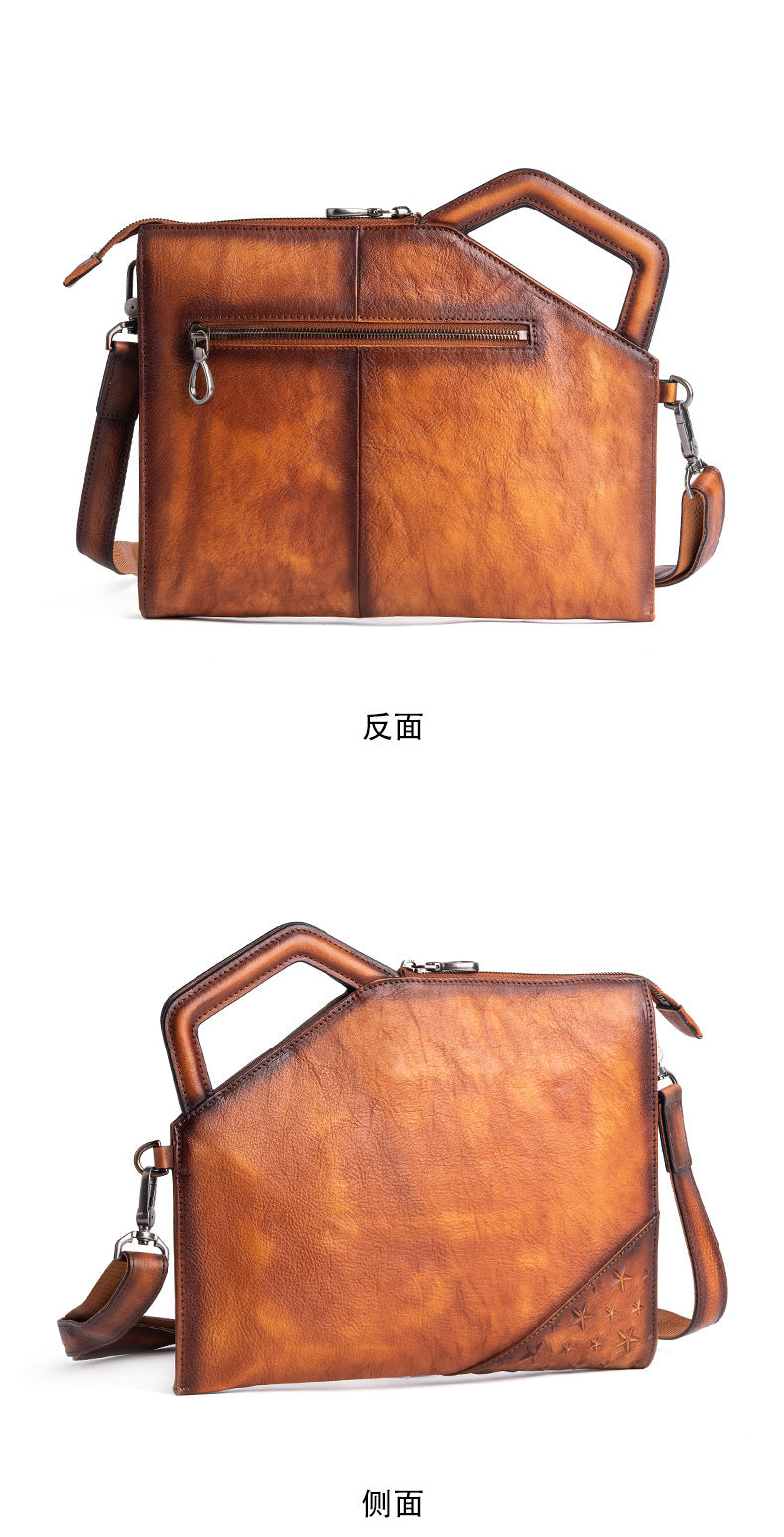 Men's Clutch Bag Cowhide Unique Casual Men's Crossbody Bag Handbag 