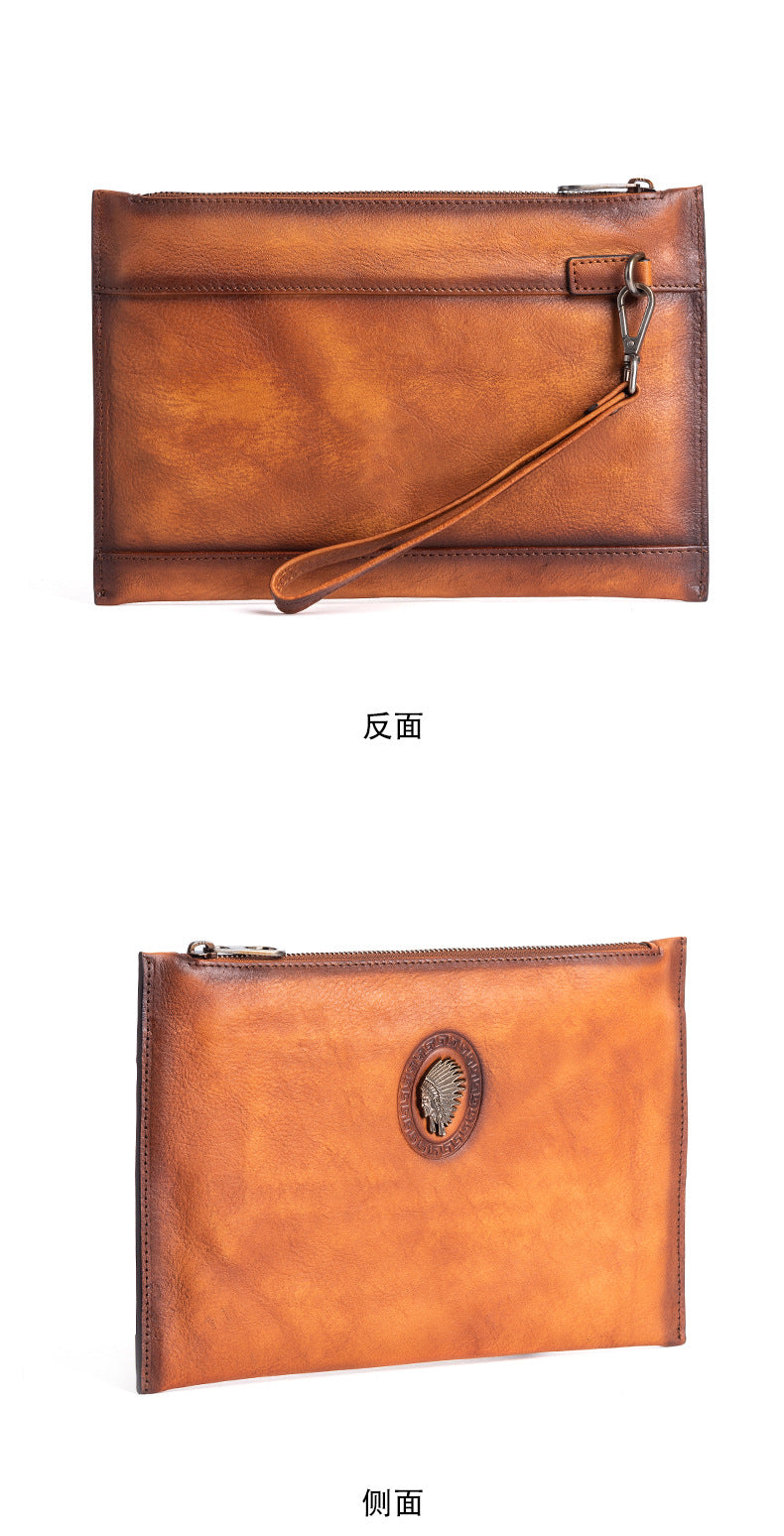 Men's Clutch Bag Genuine Cowhide Leather Casual Men's Handbag 