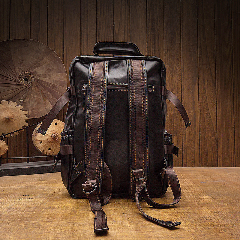 Men's backpack, handmade genuine cowhide leather travel bag, business casual fashion, unique computer bag 