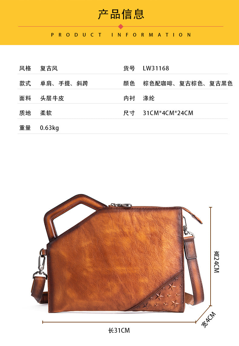 Men's Clutch Bag Cowhide Unique Casual Men's Crossbody Bag Handbag 