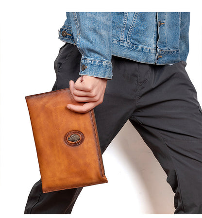 Men's Clutch Bag Genuine Cowhide Leather Casual Men's Handbag 