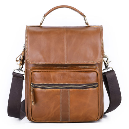 Men's Shoulder Bag Genuine Cowhide Leather Korean Fashion Large Capacity Computer Bag Crossbody Bag for Men 