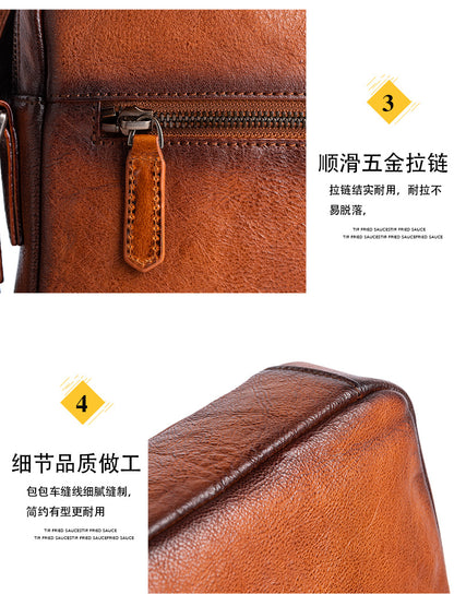 Men's Shoulder Bag Genuine Cowhide Leather Business Casual Crossbody Bag for Men 