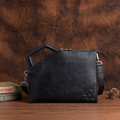 Men's Clutch Bag Cowhide Unique Casual Men's Crossbody Bag Handbag 