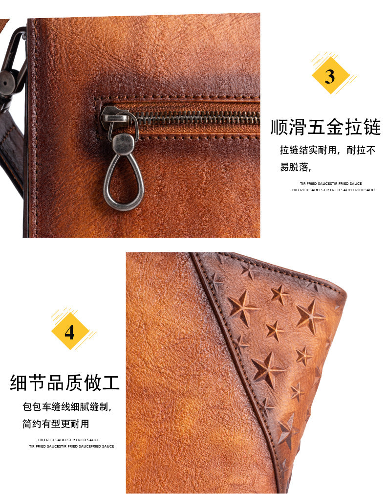 Men's Clutch Bag Cowhide Unique Casual Men's Crossbody Bag Handbag 