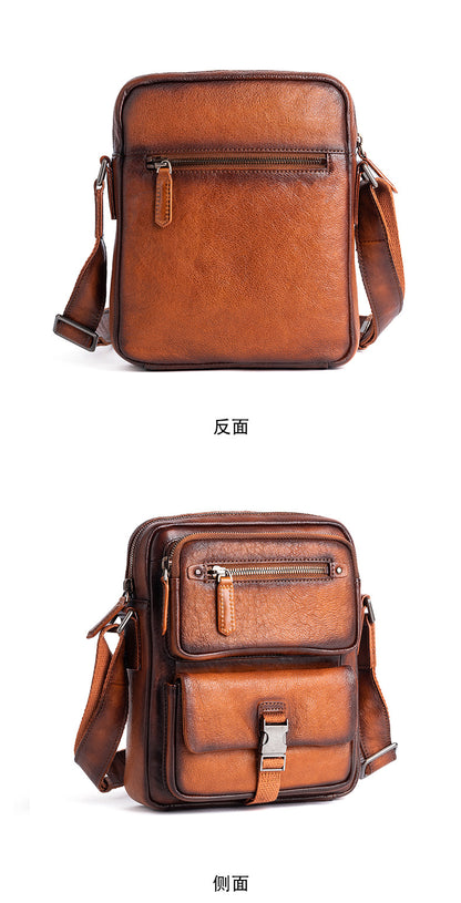 Men's Shoulder Bag Genuine Cowhide Leather Business Casual Crossbody Bag for Men 