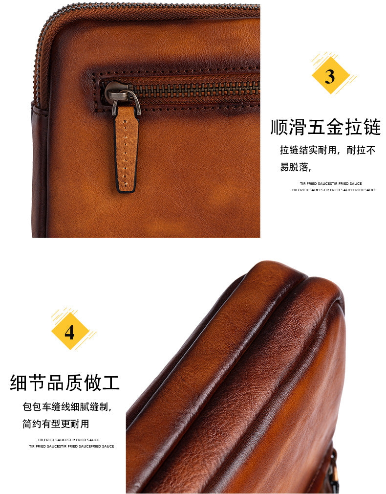 Men's Clutch Bag Genuine Cowhide Leather Casual Men's Handbag 