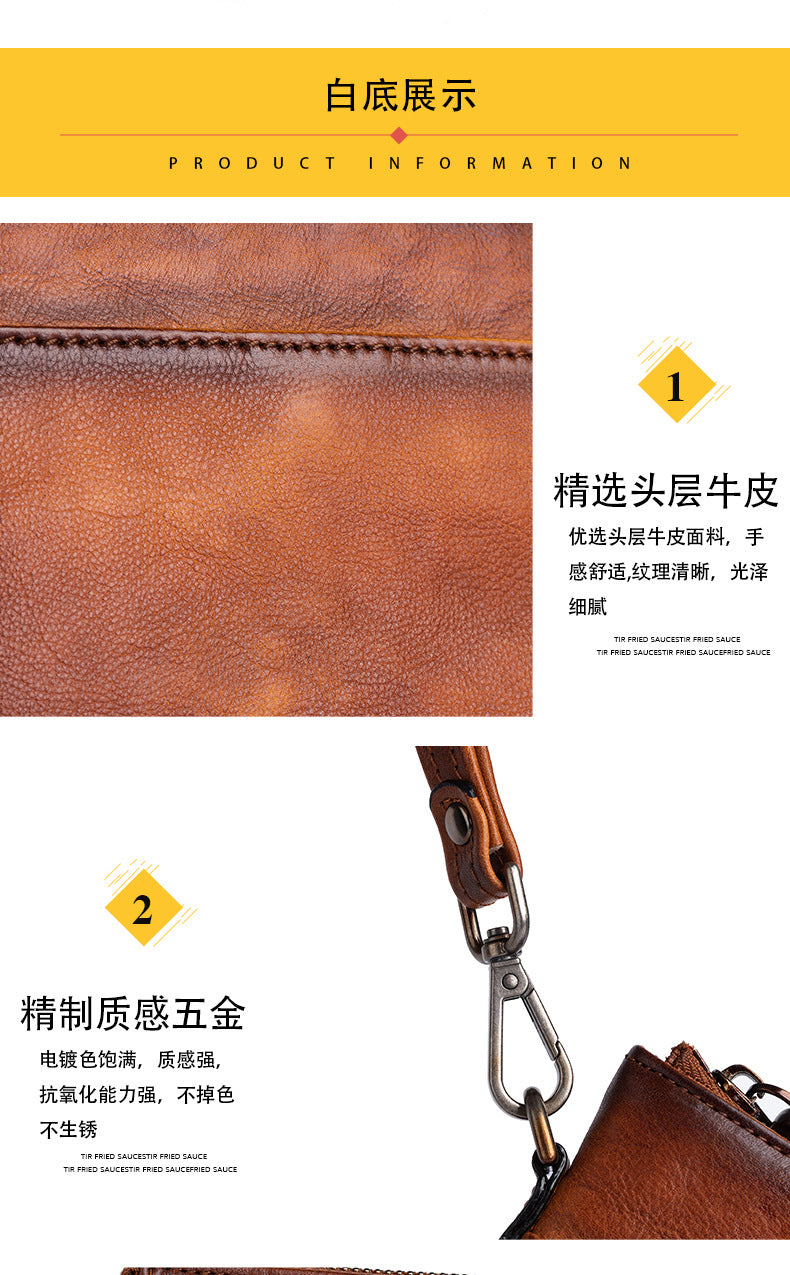 Men's Clutch Bag Genuine Cowhide Leather Casual Men's Handbag 