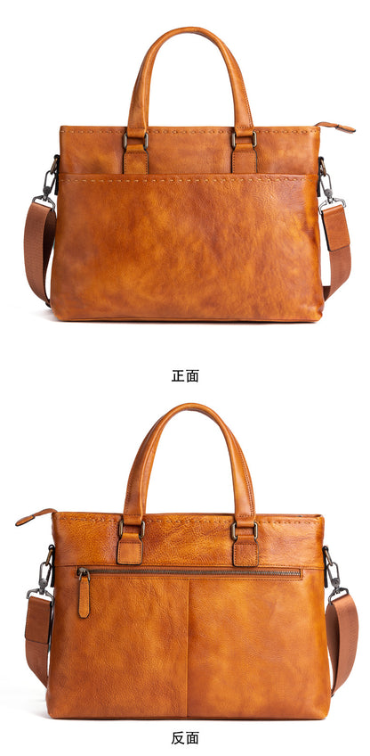 Men's Briefcase Genuine Cowhide Leather Business Casual Bag Men's Handbag 